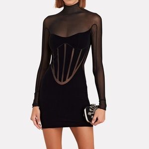 Wolford x Mugler Semi-Sheer Panelled Mini Dress